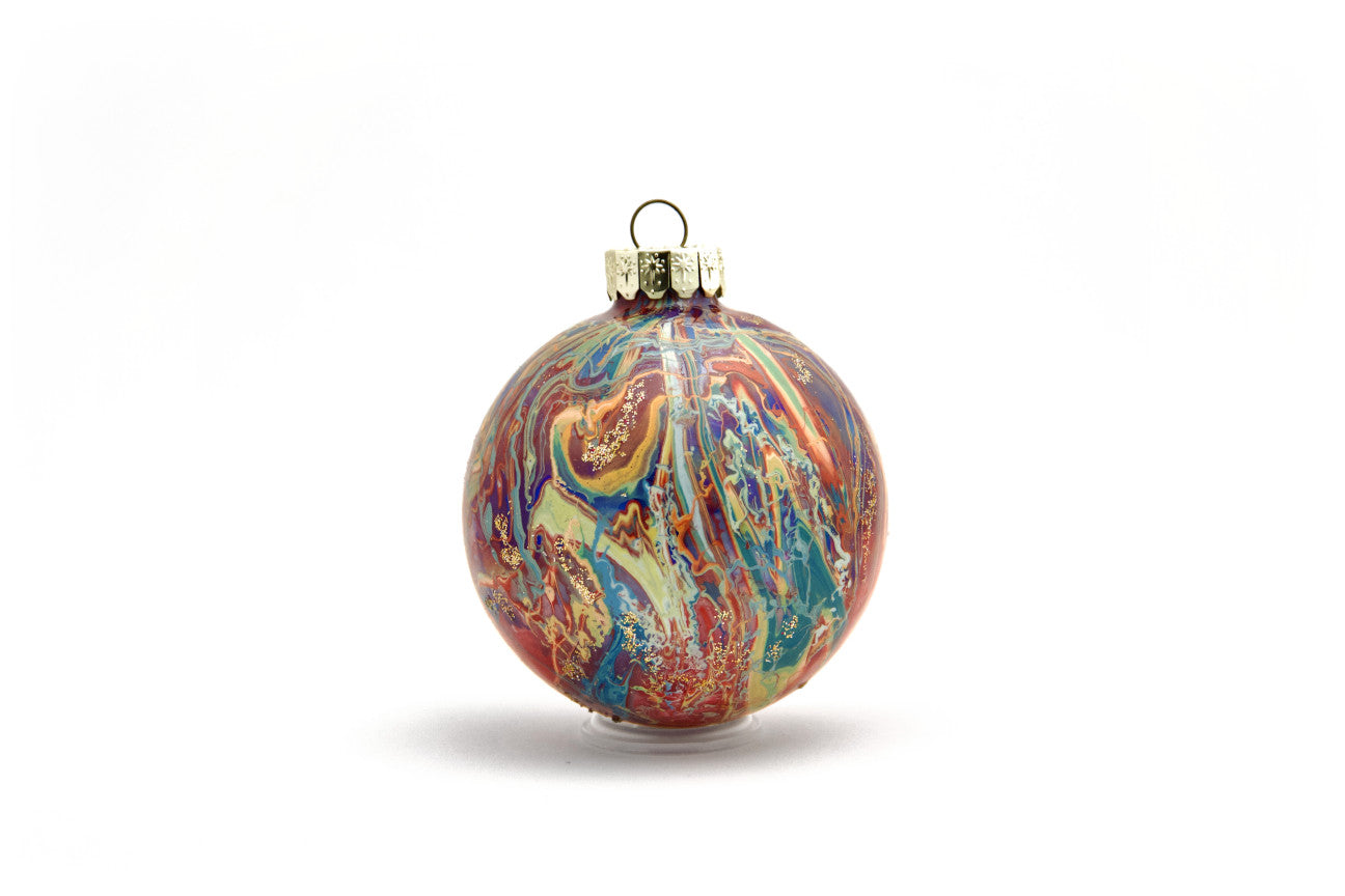 Elegant 4” Painted Glass Ornament