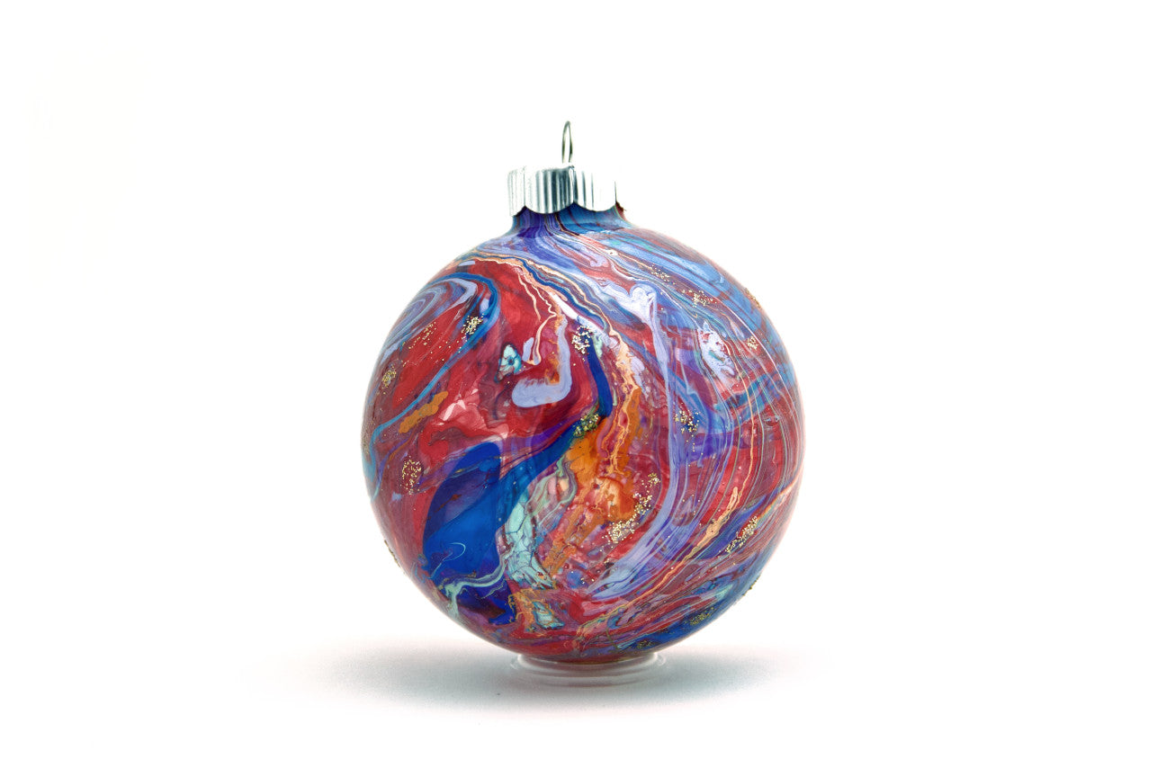 Elegant 4" Painted Glass Ornament