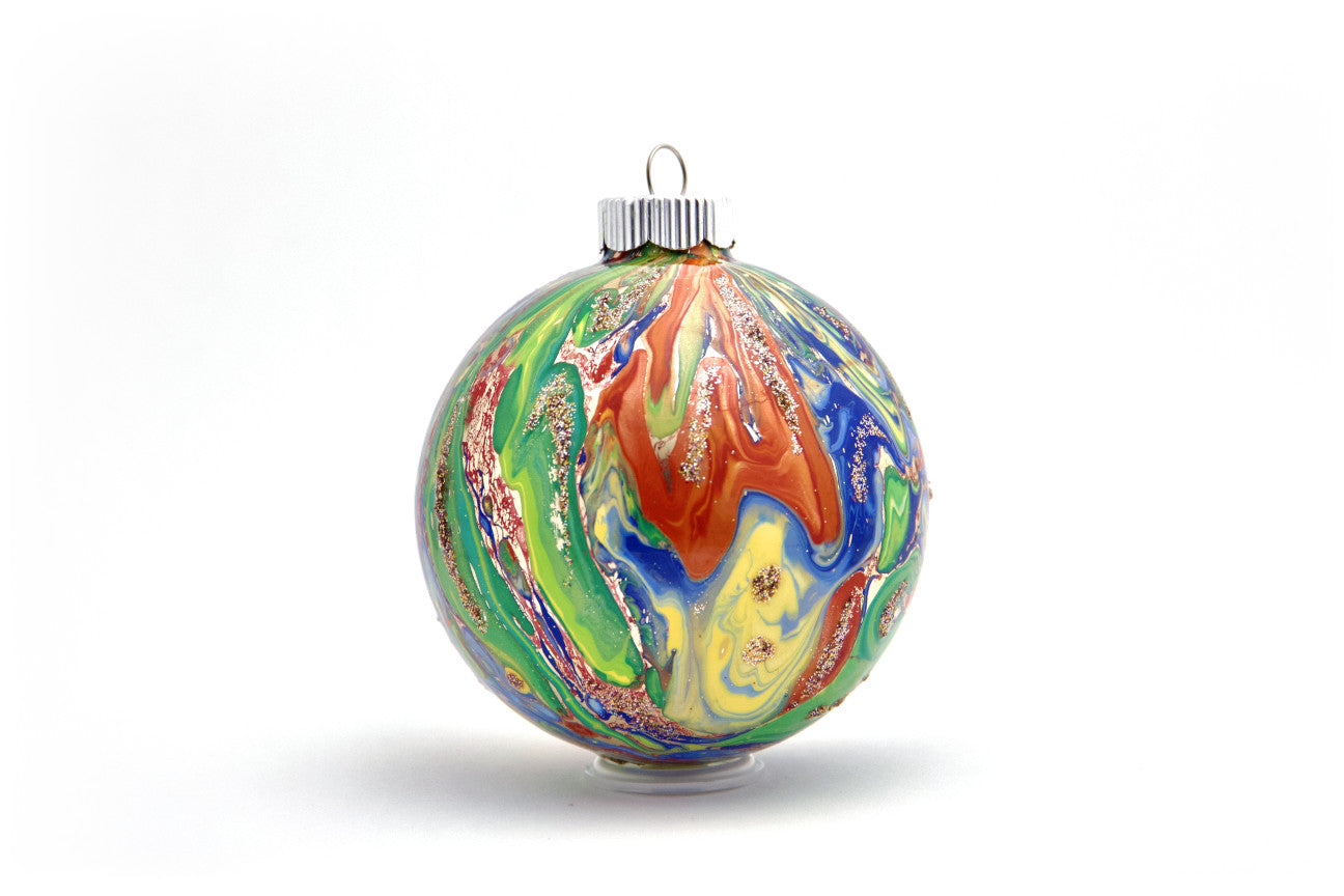 Elegant 4" Painted Glass Ornament