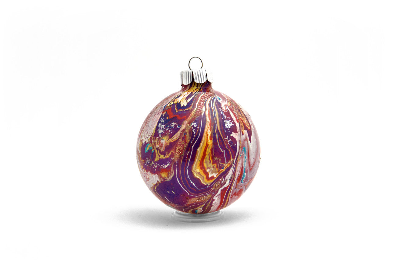 Elegant 3” Painted Glass Ornament
