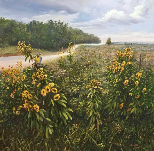 "Perching Meadowlark - Kansas" (Original)